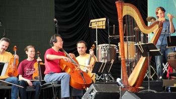 Yo-Yo Ma with members of the Silk Road Ensemble at Central Park Summerstage